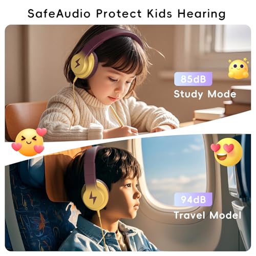 Candy Bila Wired Kids Headphones with Microphone, 85dB Safe Volume | Volume Limiter 85/94dB, HD Stereo Sound, Microphone and Wired Control,Foldable Design, Gradient Brown and Yellow - color: Gradient Brown and Yellow