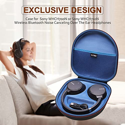 Case for Sony WH-CH720N/WH-CH520 Noise Canceling Wireless Headphones Blue | Hard Carrying Travel Case for Sony WH-CH720N/WH-CH520 Noise Canceling Wireless Headphones - color: Black+Blue