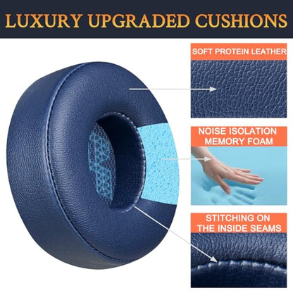 SOULWIT Replacement Earpads for JBL Live 670NC On-Ear Headphones(Do Not Fit Tune 670NC), Ear Pads Cushions with Soft Protein Leather and High-Density Noise Isolation Foam - Navy Blue - color: Navy Blue