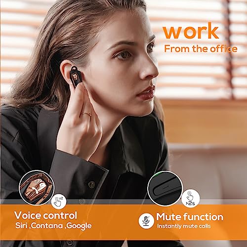 Single Ear Headsets Wireless Bluetooth, 30H Talking Time, Noise Canceling Mic Hands-Free Calls, Hands Free Wireless Bluetooth Earpiece, Call Reminder Function, for Driving/Business/Conference Phone