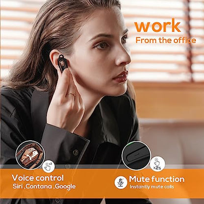 Single Ear Headsets Wireless Bluetooth, 30H Talking Time, Noise Canceling Mic Hands-Free Calls, Hands Free Wireless Bluetooth Earpiece, Call Reminder Function, for Driving/Business/Conference Phone