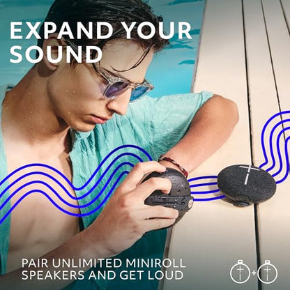 Ultimate Ears MINIROLL Waterproof Bluetooth Speaker - Gentle Black | Ultra-portable, balanced bass, IP67 dustproof, 131 ft (40 m) range - color: Black