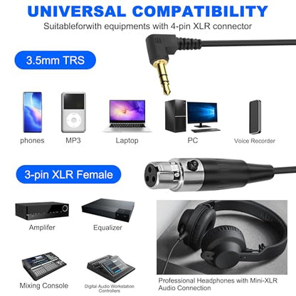 XMSJSIY Mini XLR to 3.5mm Stereo Audio Cable 90 Degree Right Angle 1/8" TRS | to Mini XLR 3 Pin Female Headphone Spring Audio Coiled Cord for MP3 Players, Phones, Laptops - 0.5m /1.65 ft - style: Mini XLR 3 PIN