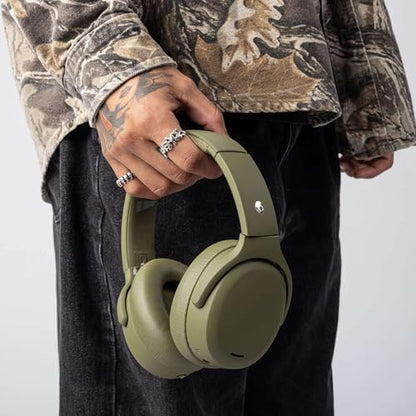Skullcandy Crusher ANC 2 Noise Cancelling Wireless Headphones - Drab | Multi-Sensory Crusher Bass, Over-Ear Fit, Bluetooth, 60 Hours Battery, Working Out, Gym, Travel, Studying, Music, Gaming - color: Drab