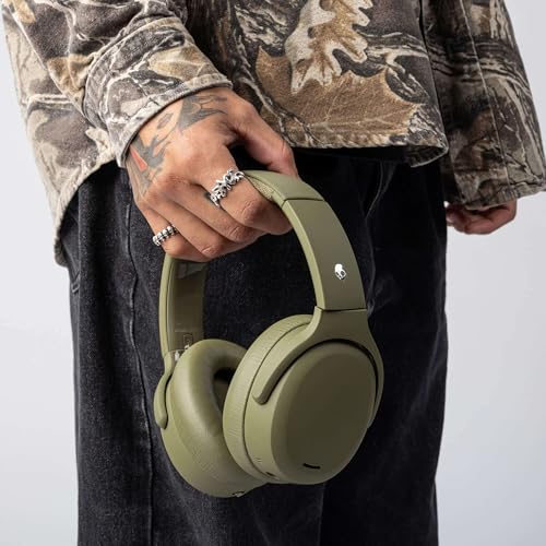 Skullcandy Crusher ANC 2 Noise Cancelling Wireless Headphones - Drab | Multi-Sensory Crusher Bass, Over-Ear Fit, Bluetooth, 60 Hours Battery, Working Out, Gym, Travel, Studying, Music, Gaming - color: Drab