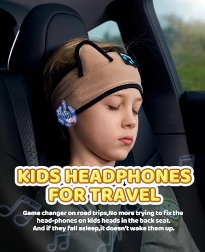 KIDSBAND Kids Headphones, Over On The Ear Toddler/Baby Headband Headphones - Volume Limited with Thin Speakers & Soft Headband No Pressure On Ears, for Learning/Plane/Travel/Tablet/Computer/Sleep - color: DesertYellow