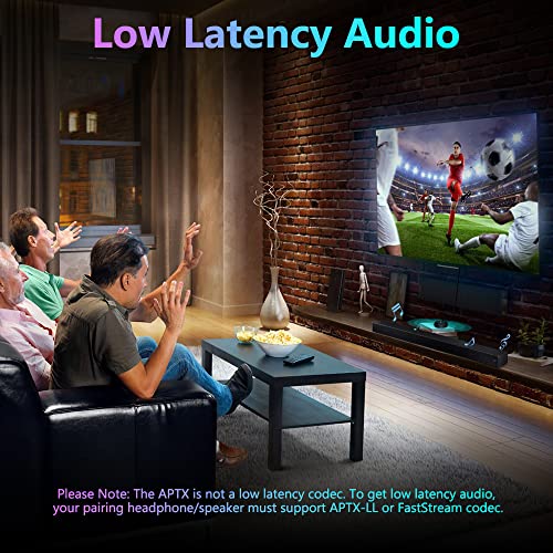 Golvery Bluetooth V5.3 Transmitter Receiver for TV to 2 Wireless Headphones | aptX Low Latency/FaseStream Audio, 2-in-1 3.5mm AUX RCA Bluetooth Receiver Adapter for Home Stereo Airplane Boat Gym 16 Hours