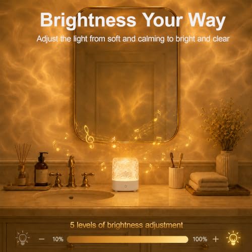 Spa-Like Shower Light, Waterproof LED Shower Lamp with Bluetooth Speaker | 16 Colors Rechargeable Ocean Wave Projector Light with Remote & Touch Control, Mood Light for Inside Shower Bathroom Bathtub