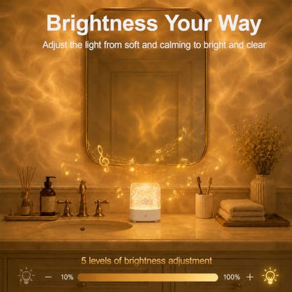 Spa-Like Shower Light, Waterproof LED Shower Lamp with Bluetooth Speaker | 16 Colors Rechargeable Ocean Wave Projector Light with Remote & Touch Control, Mood Light for Inside Shower Bathroom Bathtub