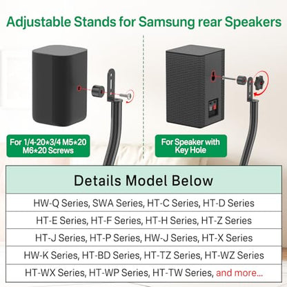 Speaker Stand Pair for Samsung Stands and Wall Mount - 33" to 42" Height Adjust Floor Stand for Samsung Surround Sound Rear Speakers with Keyhole & Thread Hole