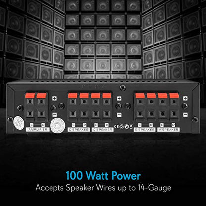 Pyle 4-Channel High Power Stereo Speaker Selector - A/B/C/D | For Multi-Channel High-Power Amp Installations - Supports up to 4 Pairs of Switched Speakers - PSS4