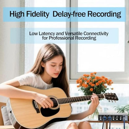 USB Audio Interface, Jolgoo 24-Bit/192kHz Plug & Play Recording Sound Card | 24-Bit/192kHz Resolution, Plug and Play, XLR Line In, Low Latency for PC Mac Smartphone