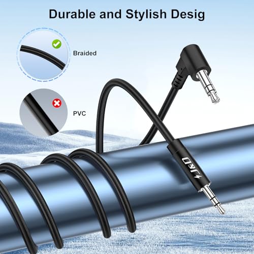 J&D 3.5mm to 2.5mm Aux Audio Cable, 90 Degree Right Angle Headphone Cord 2.5mm Male to 1/8 inch 3.5mm Female Stereo Audio Jack Adapter Cable Compatible with Bose & JBL Earphones, 3.3 Ft - size: 3.3 Feet