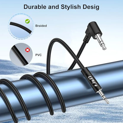 J&D 3.5mm to 2.5mm Aux Audio Cable, 90 Degree Right Angle Headphone Cord 2.5mm Male to 1/8 inch 3.5mm Female Stereo Audio Jack Adapter Cable Compatible with Bose & JBL Earphones, 6.6 Ft - size: 6.6 Feet