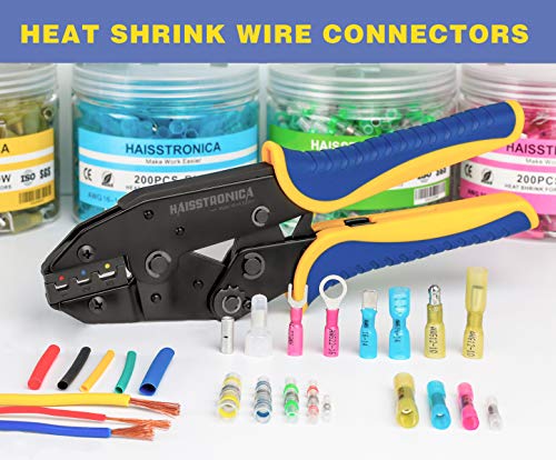 Haisstronica 260PCS Heat Shrink Spade Connectors - Quick Disconnect Female & Male Spade Terminals for Watercraft, Electronics & Automotive (Pack of 2) - size: AWG 22-10 (Pack of 2), style: Male&Female Kit 260PCS