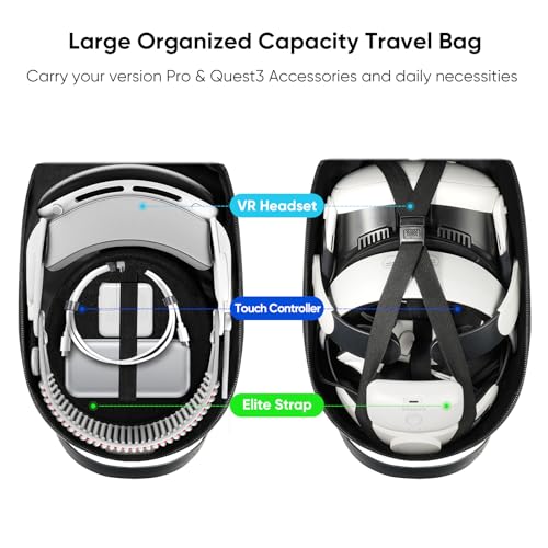 SARLAR Large Space Carrying Case Compatible with PlayStation VR2 & HTC Vive Focus Vision & Meta Quest 3S/Quest 3/Quest 2, VR Headsest Controllers Travel Case for All Head Strap with Battery, Black