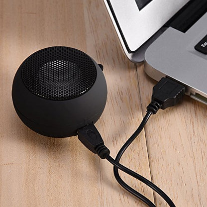 ASHATA Portable Mini Speaker, Plug in Speaker with 3.5mm Plug Retractable, Mono, 1.5Hrs Playtime, Compatible with MP3 MP4 MP5 Smartphone PC Laptop, 180mAh Battery, Black
