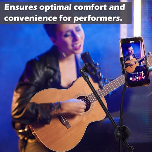 Sherr 2 Pcs Microphone Stand Boom Bulk, Adjustable Height Tripod Mic Stand with Dual Clip Foldable Universal Heavy Duty Tripod Holder for Livestream Singing Stage (Mic with Tablet Holder) - style: Mic with Tablet Holder