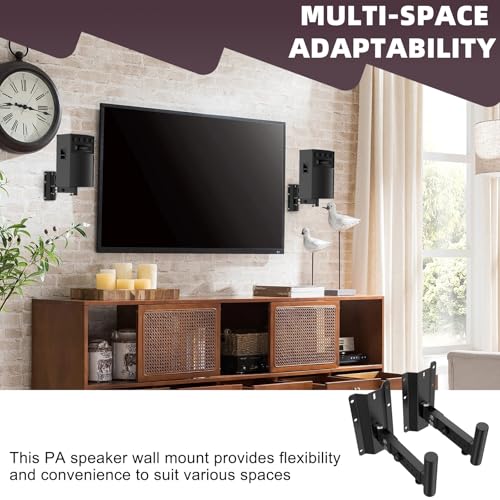 Speaker Wall Mount Heavy Duty Adjustable | For 4positions& 180° Rotation PA Speaker Mount Support Up to 120lbs Wall Speakers Mount Black 2 Packs