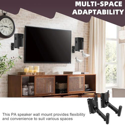 Speaker Wall Mount Heavy Duty Adjustable | For 4positions& 180° Rotation PA Speaker Mount Support Up to 120lbs Wall Speakers Mount Black 2 Packs