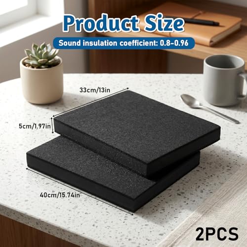 2 Pcs 8-10'' Studio Monitor Noise Isolation Pads, Subwoofer Stand for Vibration Reduction, 3-Layer Acoustic Foam Stereo Vibration Isolation Stabilizer Base, Speaker Isolations Riser, 15.7×13×1.98in