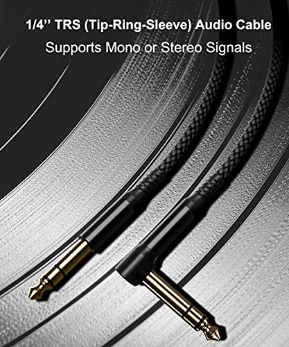 RUXELY Straight 6.35mm TRS Instrument Cable 30FT 2-Pack and Angle 6.35mm TRS Instrument Cable 30FT 2-Pack