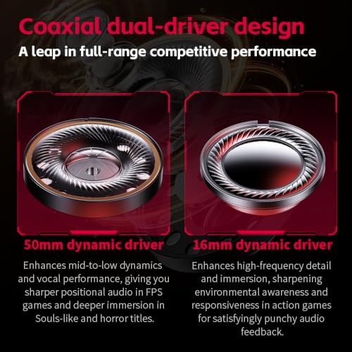 FiiO FG3 Gaming Headset, Dual Dynamic Driver USB Headphones with Detachable ENC Microphone, Virtual 7.1 Surround Sound, Hi-Res DAC, DSP EQ, Compatible with PC, PS5, Xbox & Switch