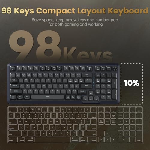 Redragon Wireless Mechanical Keyboard, 3 Mode Gasket Mounted RGB Gaming Keyboard with Volume Knob, Pre-Lubed Linear Switches, MDA-Profile, 98 Keys Hot Swappable Creamy Keyboard for PC/Tablet/Xbox/PS4 - color: Black Gray