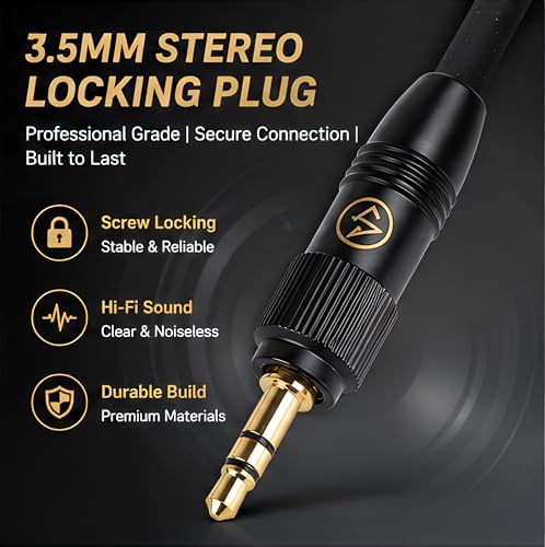 3.5mm 1/8" Locking Connector Retractable Gold Plated Microphone Connection Small Three Pin Audio Plug Ideal for Secure and Stable Audio Performance (5PCS)