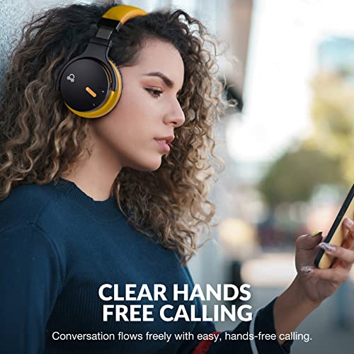 MOVSSOU Million Sold Classic E7 Active Noise Cancelling Headphones | Upgraded HD Sound, Wireless Bluetooth Headphones Over The Ear Unequaled Comfort, Vivid Deep Bass, for Home Office Travel Gift - color: Deep Yellow