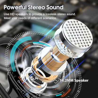 Jesebang Wireless Earbuds, Bluetooth 5.4 Headphones Sport, Over Ear Buds with ENC Noise Canceling Mic, Deep Bass Stereo Ear Buds with Hook, 50H Playback, LED Display, IP7 Earphones for Workout, Grey | 50H Playback, IP7 Waterproof Earphones for Workout Run