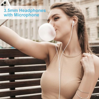 Wired Earbuds, [Clear Calls & No Noise] 3.5mm Headphones with Microphone in Ear Earphones HiFi Stereo Volume Control for iPhone/iPad/Samsung/Android/Kindle/Switch [2 Pack]