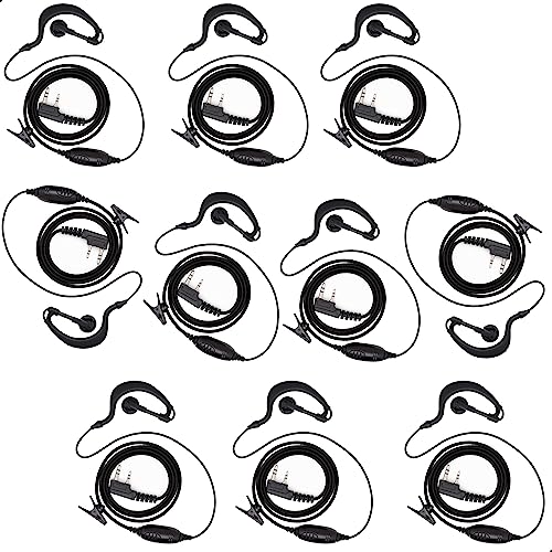 Pack of 10, Walkie Talkie Earpieces with Mic and PTT Button, 2 Pin Connector, Two-Way Radio Headsets for Baofeng UV-5R UV-82 BF-F8HP Pxton PX888S Walkie Talkies, Strengthen Durable Cable - style: Pack of 10