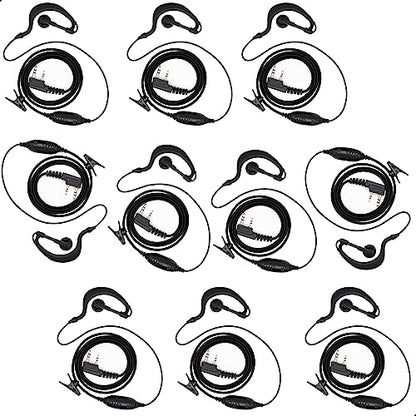 Pack of 10, Walkie Talkie Earpieces with Mic and PTT Button, 2 Pin Connector, Two-Way Radio Headsets for Baofeng UV-5R UV-82 BF-F8HP Pxton PX888S Walkie Talkies, Strengthen Durable Cable - style: Pack of 10