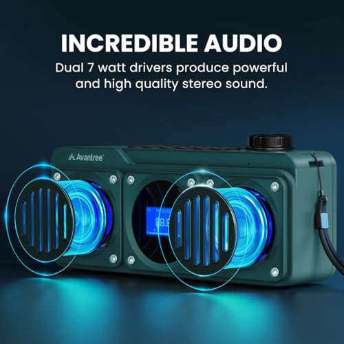 Avantree BoomByte - Portable FM Radio & Bluetooth Speaker with Stereo Sound | Long Rechargeable Playtime, Micro SD Card & USB Audio Input, MP3 Player, Metal Finish, Easy to Use, Blue - color: Blue