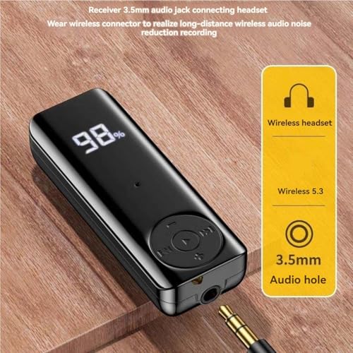 Wireless Bluetooth Audio Receiver,Portable Adapter,In-Ear Wireless Headphones with Noise Cancelling Microphone Headphone,Super Long Standby, Incoming Vibration for Wired Headphones,Car,Home Stereo etc