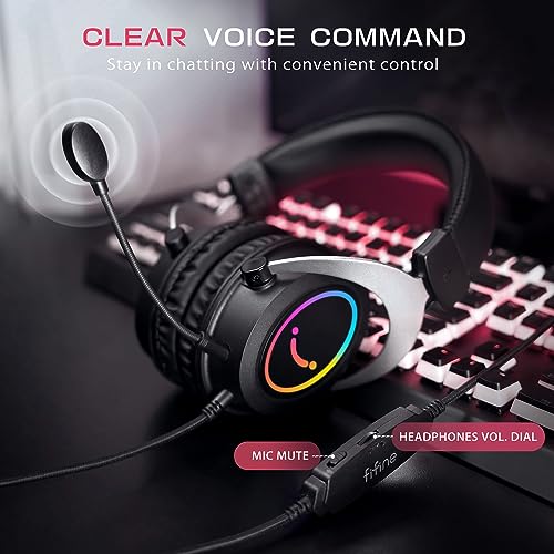 FIFINE Gaming Headset and USB Dynamic Microphone,Over-Ear Headset with Passive Noise Canceling,3.5mm Audio Jack,for Switch,RGB Mic for PC,with Tap-to-Mute Button,for Streaming,Podcast,Twitch(H3+K658)