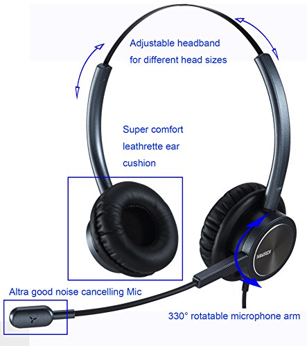 USB Headset with Noise Cancelling Microphone & Mic Mute, Stereo Computer Headphone for Call Center Office Business PC Softphone Calls Microsoft Teams Skype Chat, Clear Voice for Voice Recognition