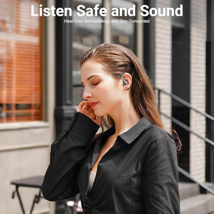 Wireless Earbuds Bluetooth Headphones, Over Earbuds with Earhooks V5.4 Ear Buds in Ear Headphones Stable Connection, Stereo Deep Bass, Lightweight inear Earphones with Mic for iPhone Android Phone - color: Black