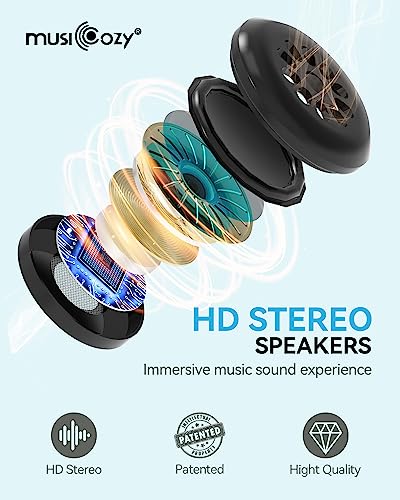 MUSICOZY Sleep Headphones Bluetooth 5.4 Sleep Mask with HD Sound | Breathable Flat Design with Cooling Lining, Washable Headband, 14 Hours Playtime for Travel Meditation Relaxation Gifts - color: Navy Blue