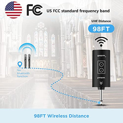 Bietrun UHF Wireless Microphone with 1/4'' Plug Rechargeable Receiver - color: Battery Microphone-WXM31-2