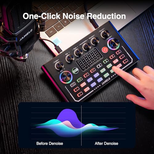 Podcast Equipment Bundle, Studio Equipment Kit with Voice Changer, Condenser Microphone, Mic Arm, OTG, Audio Mixer Sound card for Phone/PC/Laptop, Perfect for Recording Broadcast Streaming Gaming - size: Square Microphone Podcast Bundle