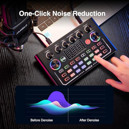 Podcast Equipment Bundle, Studio Equipment Kit with Voice Changer, Condenser Microphone, Mic Arm, OTG, Audio Mixer Sound card for Phone/PC/Laptop, Perfect for Recording Broadcast Streaming Gaming - size: Square Microphone Podcast Bundle