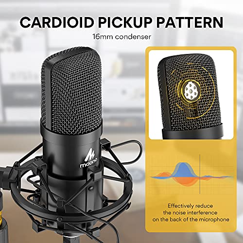 MAONO AU-A04T USB Microphone with AU-MH601 Studio Monitor Headphones Bundle Streaming Podcasting Pack Plug and Play for Computer, YouTube, Music