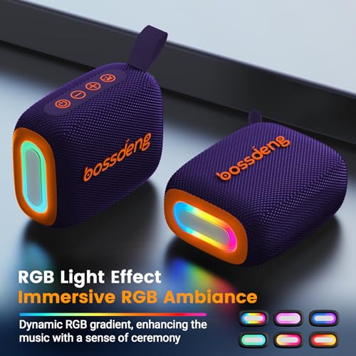 Waterproof Portable Bluetooth Speaker, Lights & Lanyard, Purple | Compact Wireless Outdoor Speaker, 10H Playtime, Bluetooth 5.3 Stable Connection IPX5 for Beach, Camping, Travel and Shower - color: Purple