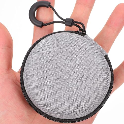 Portable Earphone Bag and Data Cable Carrying Case for Wired Earbuds, Rounded Nylon Storage Pouch with Zipper, Gray Travel Key and Coin Organizer for Electronics
