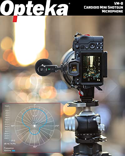 Opteka 3.5mm Cardioid Mini-Shotgun Hot Shoe Microphone for Mirrorless Cameras, DSLRs, and Camcorders with Windscreen, Fuzzy Dead Cat, Pouch