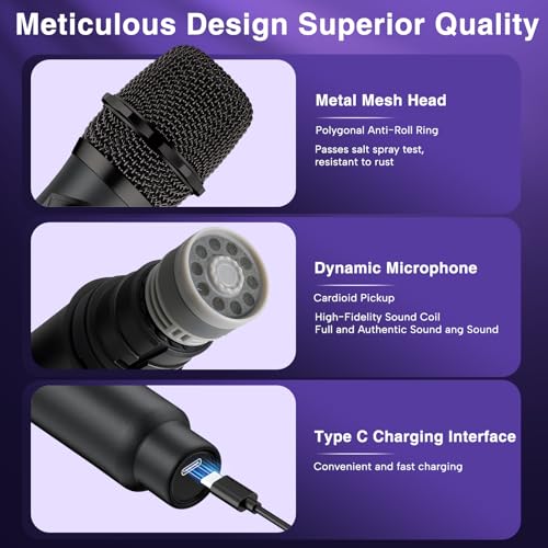 Wireless Microphones,Professional Dual Handheld Cordless Dynamic Mic System