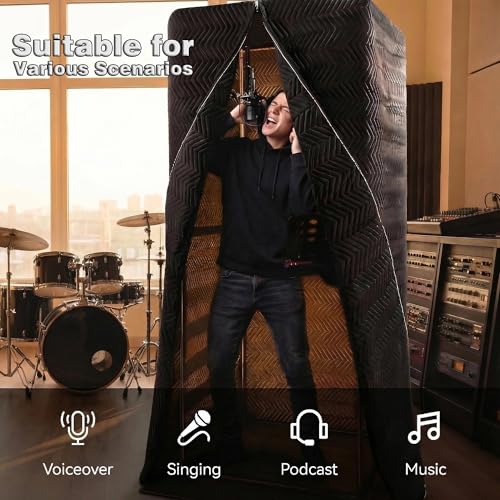 Portable Vocal Booth, 720° Echo-Free Recording Studio, Pro Black | Detachable，Delivers clean dry vocal audio, Perfect for podcasting music, Ideal pro studio gear
