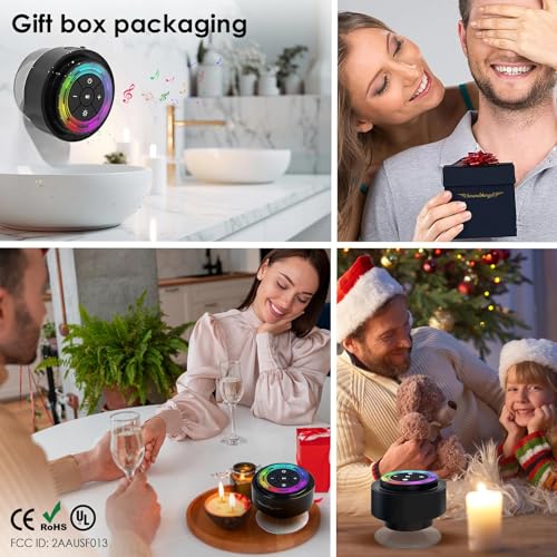 XLeader Pro Bluetooth Shower Speaker (Upgraded) Certified IPX7 Waterproof, 8W Crystal Sound&Rich Bass, 15H Playtime, with RGB Lights, Suction Cup, Silicone Lanyard, Ideal Gifts, SoundAngel Mate(2 Gen) - color: Line Light